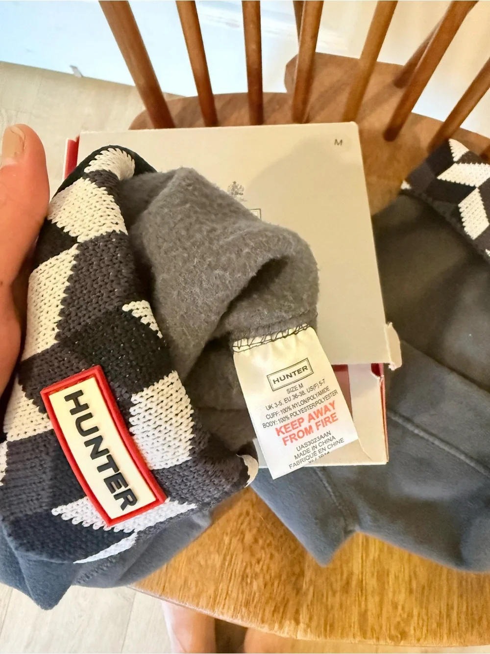 Hunter Black & White Chevron Knit Boot Sock Liners